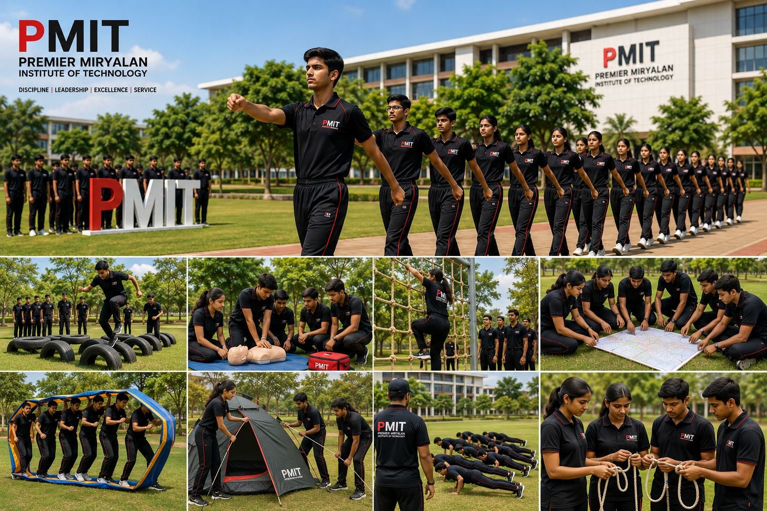 PMIT leadership and discipline training — teamwork, first aid, obstacle course